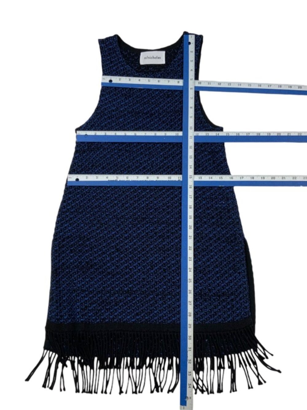 N/Nicholas Knit Fringe Tunic 8 Blue Sleeveless - Picture 10 of 16